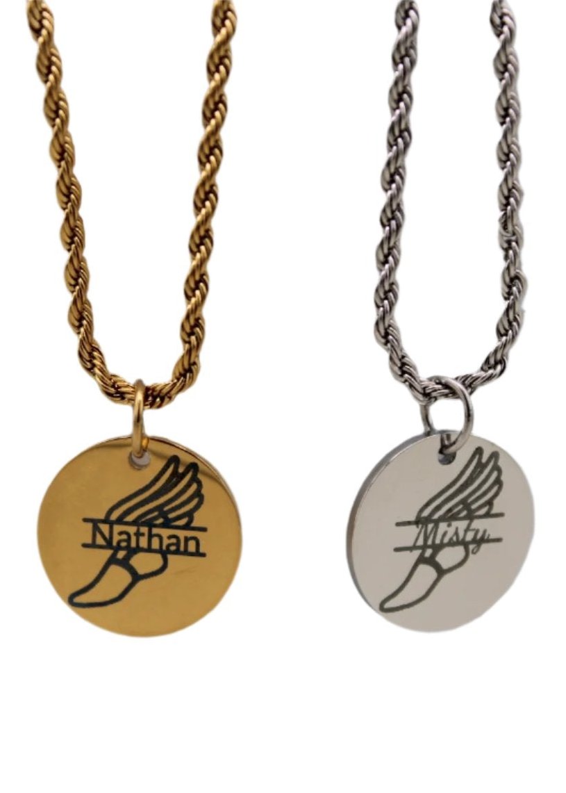 Personalized Track & Field Winged Shoes Necklace