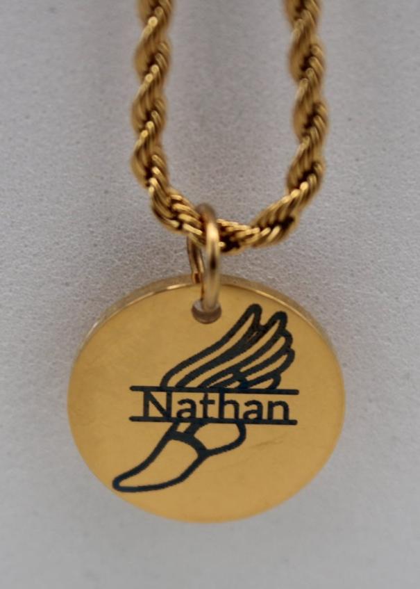 Personalized Track & Field Winged Shoes Necklace