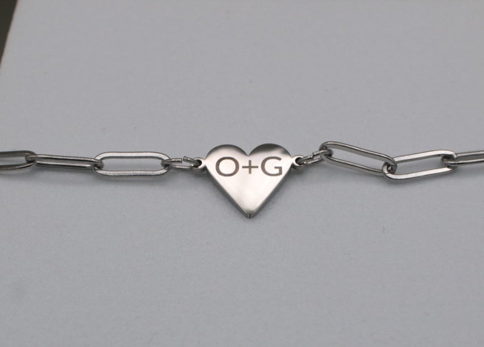 Personalized Heart Paperclip Necklace - Silver