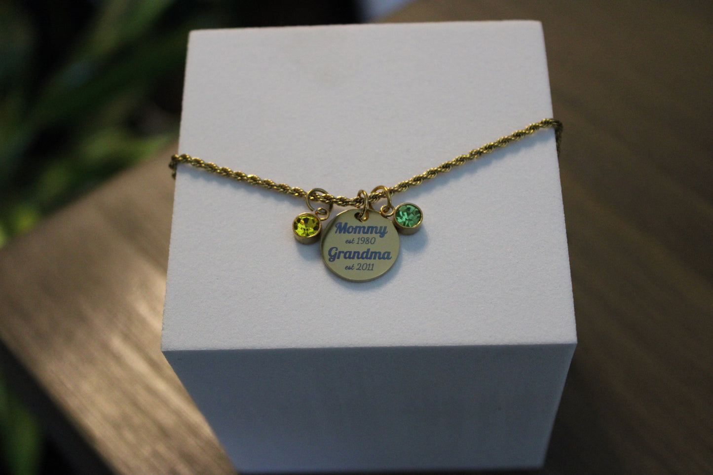 Personalized Year Established Mom & Grandma Birthstone Necklace