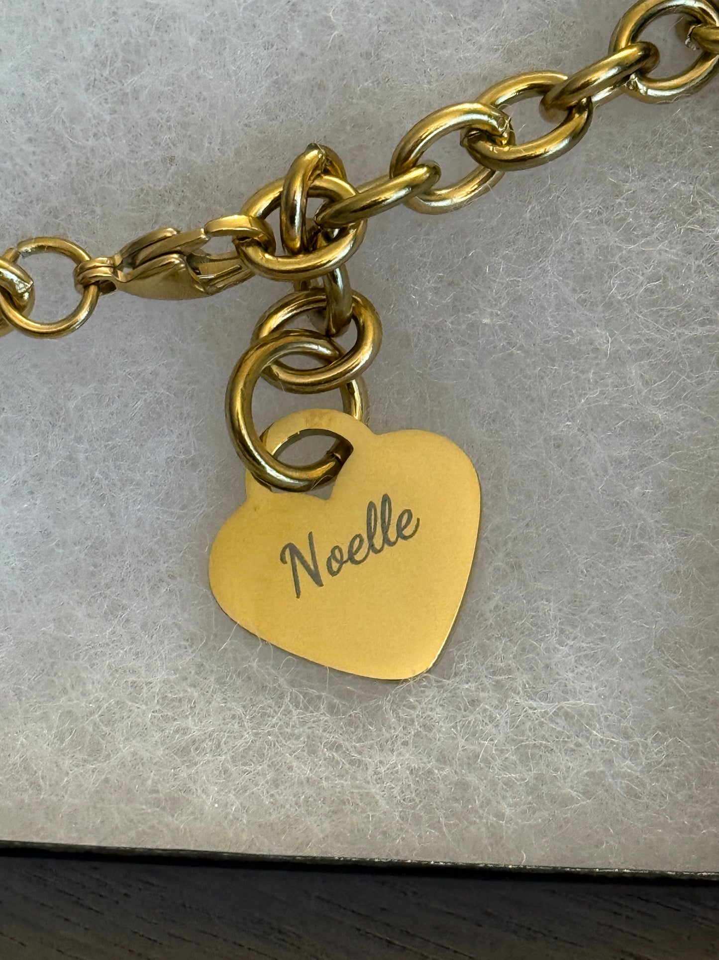18K Gold PVD Personalized Stainless Steel Heart Bracelet — 7", 8", or 9"