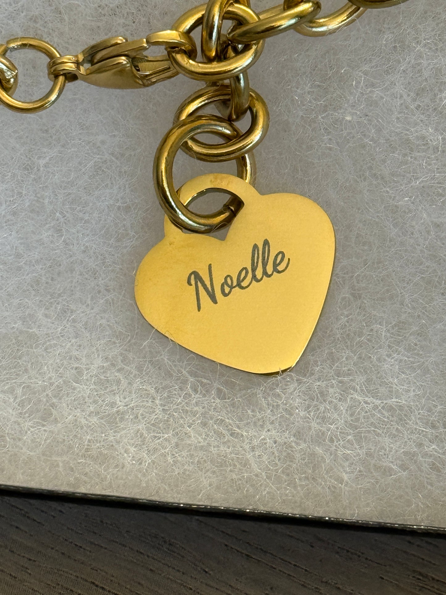 18K Gold PVD Personalized Stainless Steel Heart Bracelet — 7", 8", or 9"