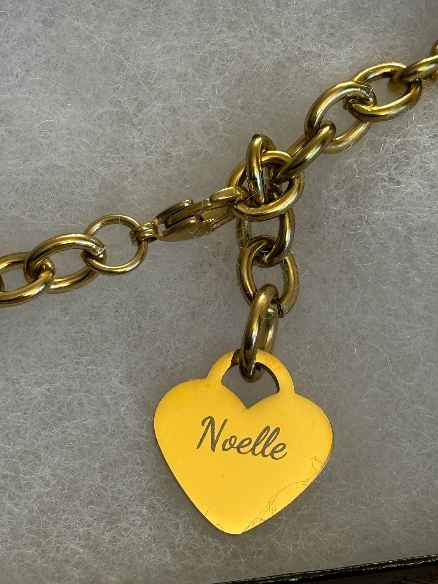 18K Gold PVD Personalized Stainless Steel Heart Bracelet — 7", 8", or 9"