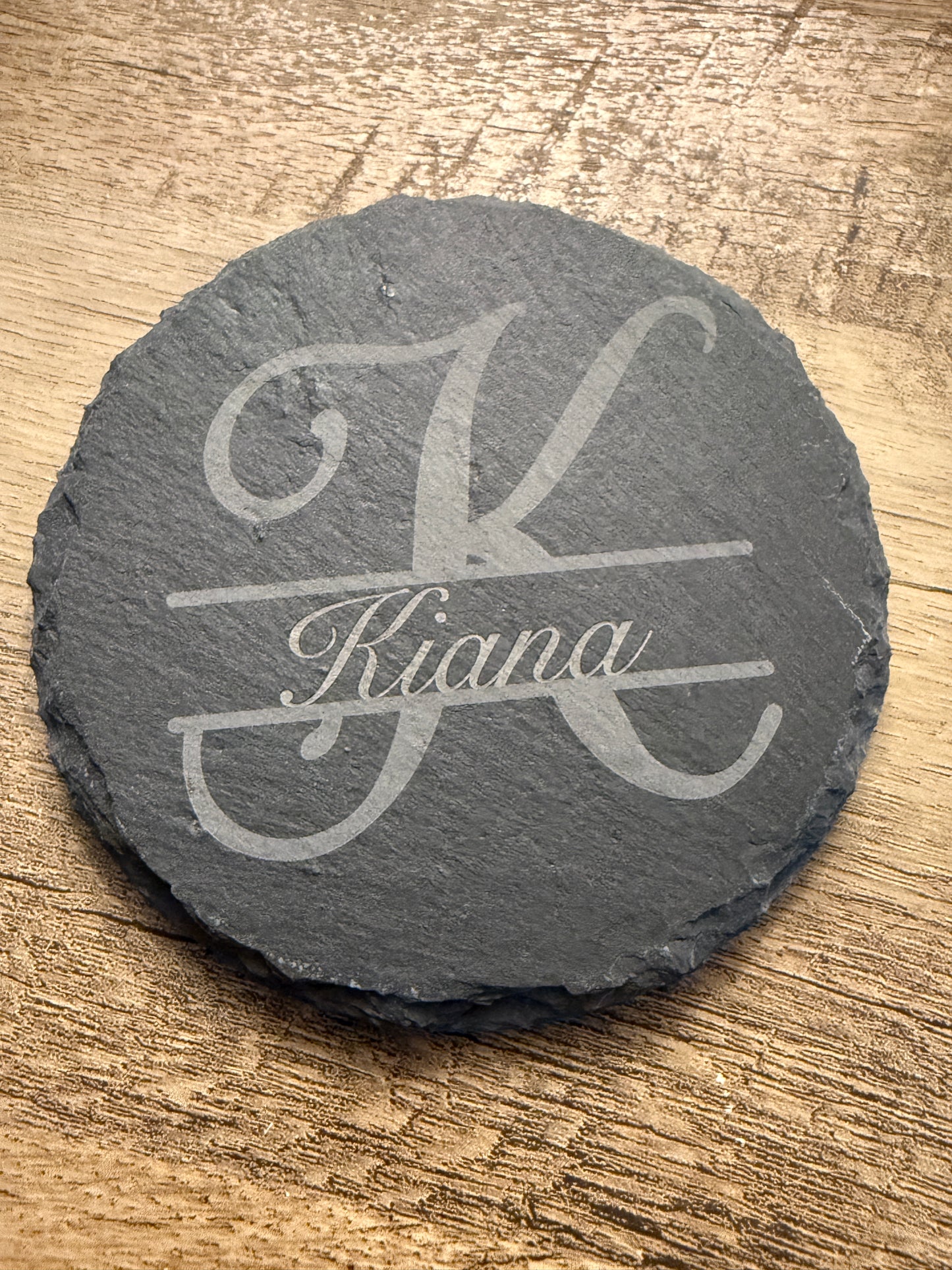 Personalized Slate Monogram Coaster Set (Set of 4) with Holder