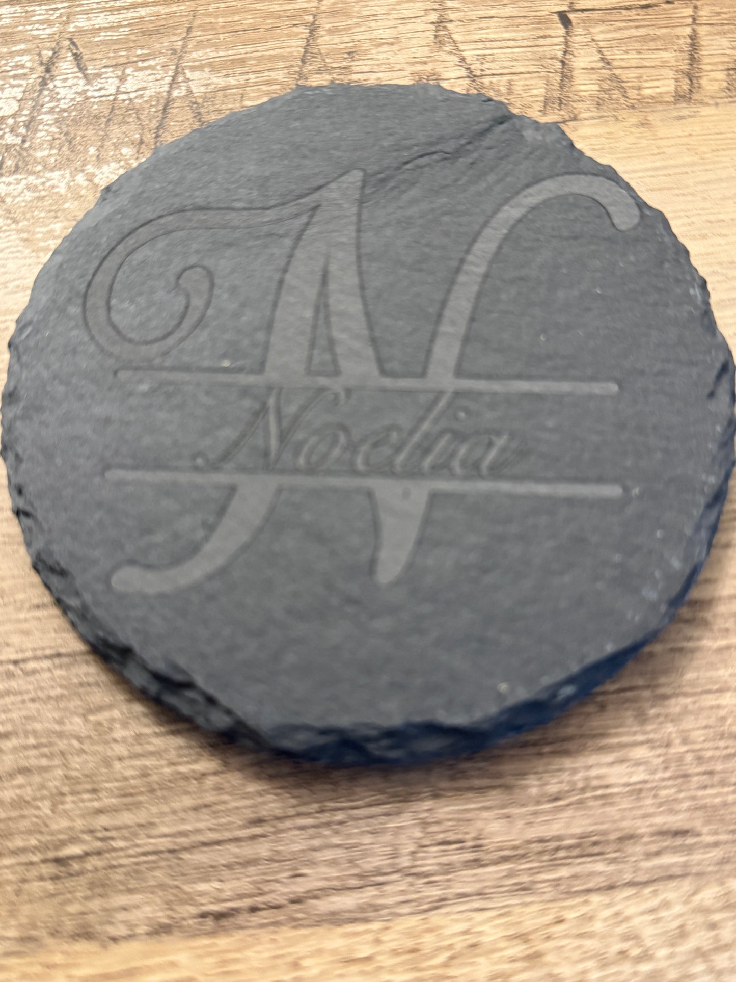 Personalized Slate Monogram Coaster Set (Set of 4) with Holder