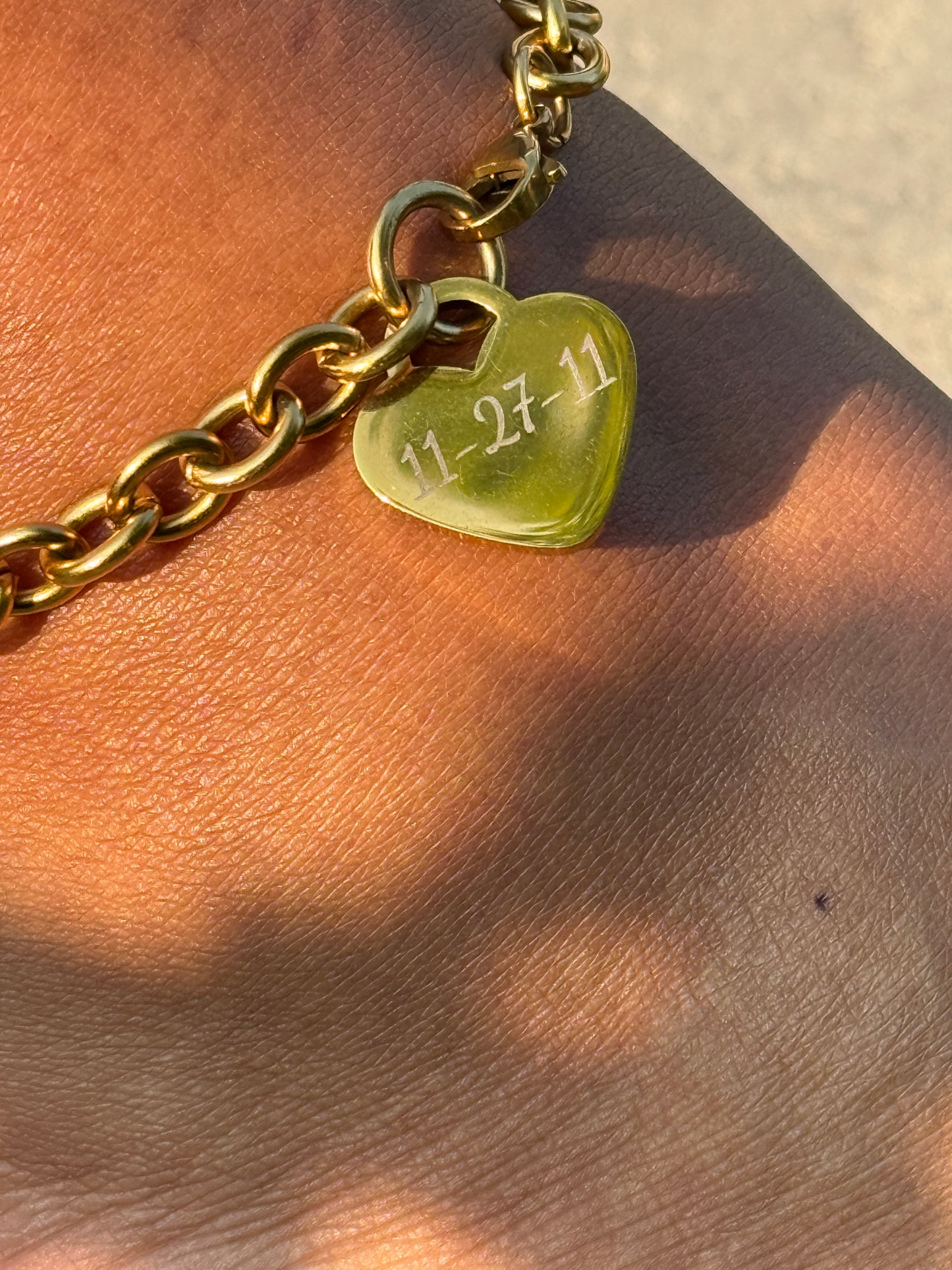 Personalized 18K Gold PVD Stainless Steel Heart Anklet