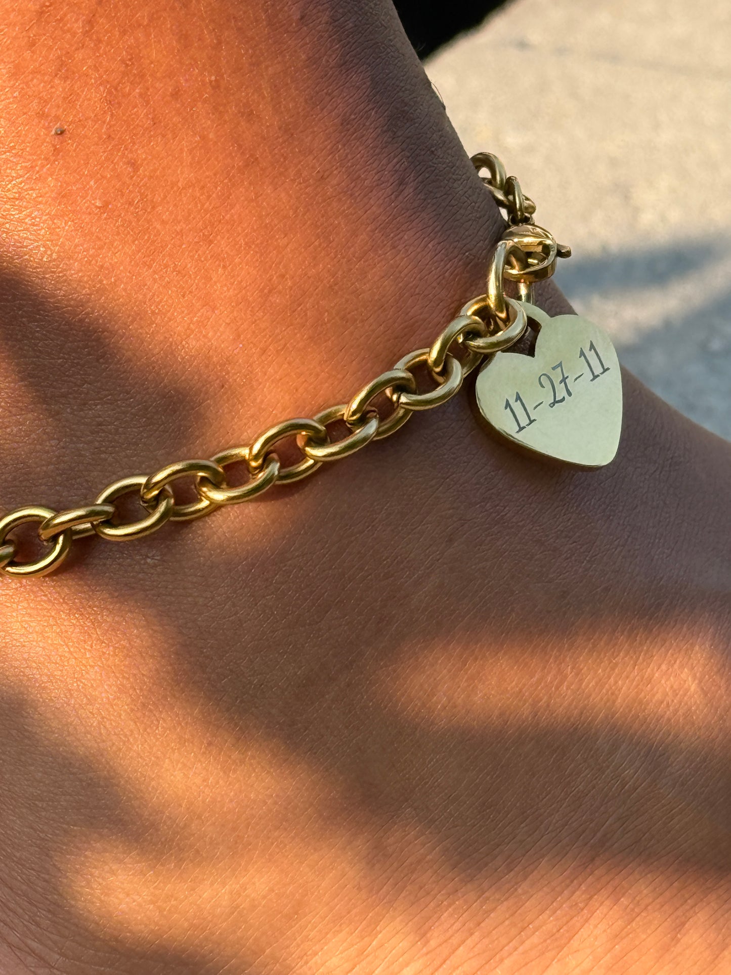 Personalized 18K Gold PVD Stainless Steel Heart Anklet