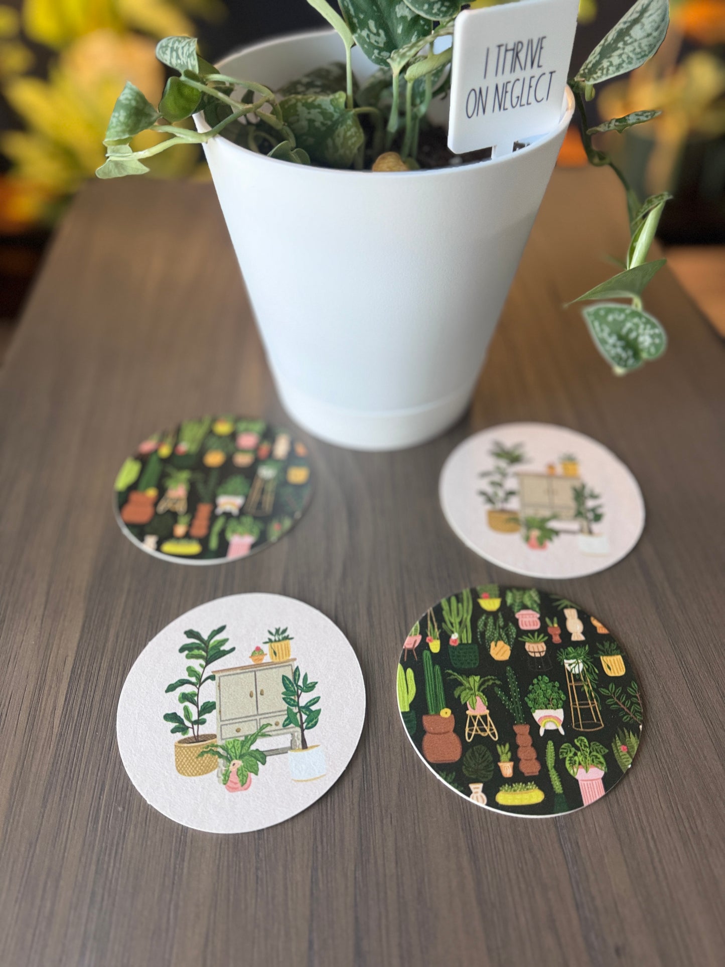 Plant Lover Double Sided Coaster Set of Four
