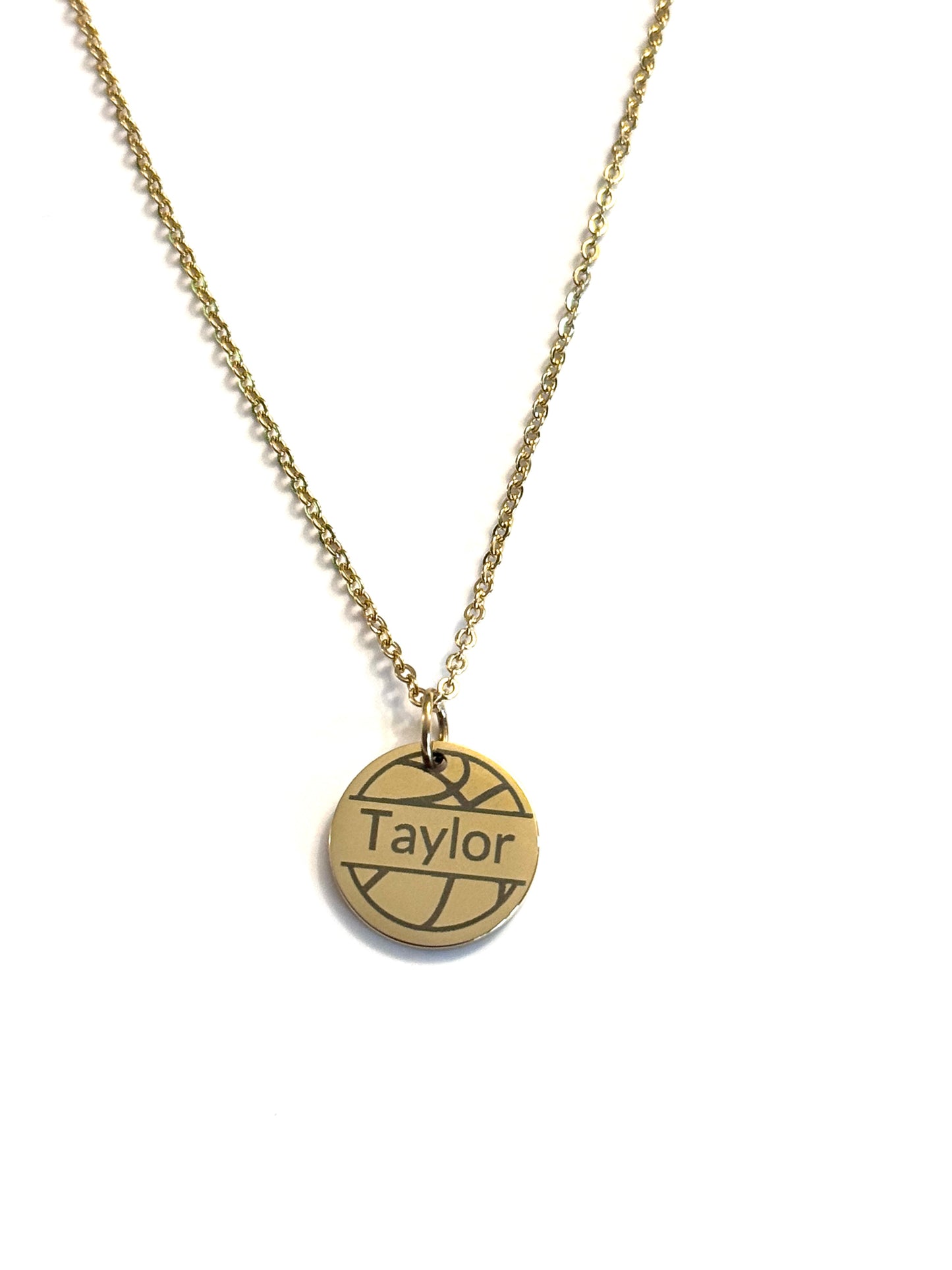 Basketball - Personalized Gold Basketball Name Loop Necklace