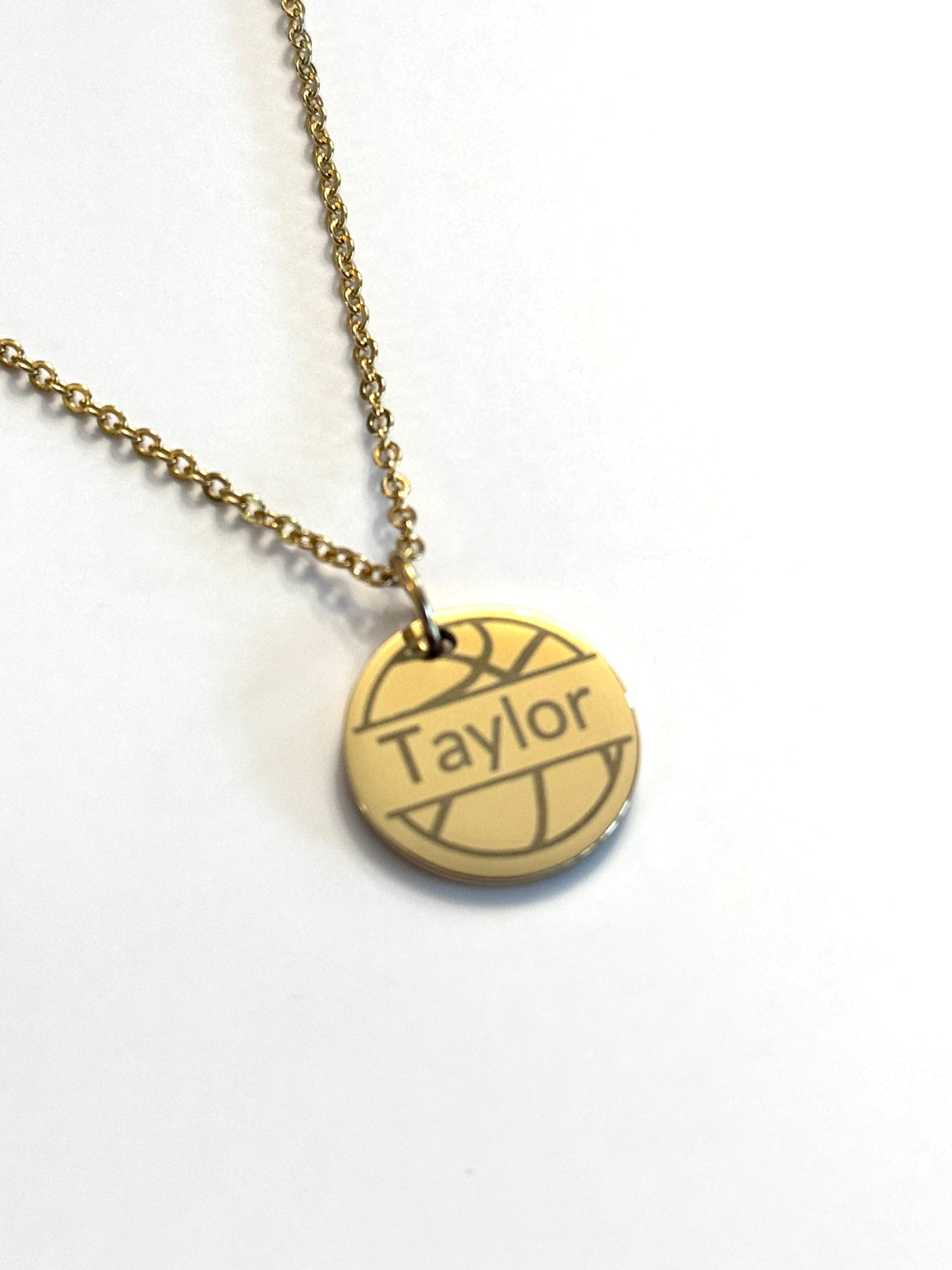 Basketball - Personalized Gold Basketball Name Loop Necklace