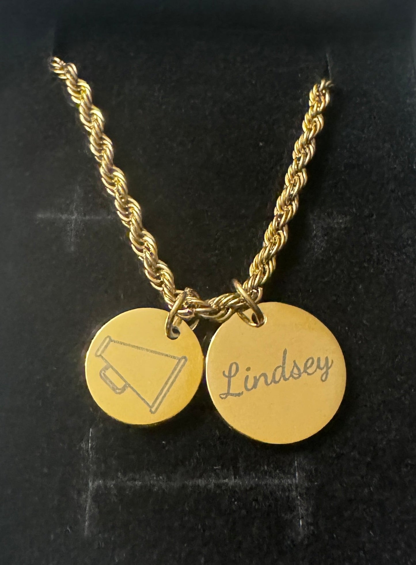 Cheer - Personalized Gold Two Charm Cheer Necklace