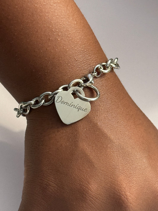 Personalized Stainless Steel Heart Bracelet