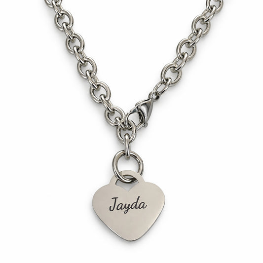 Personalized Stainless Steel Heart Necklace