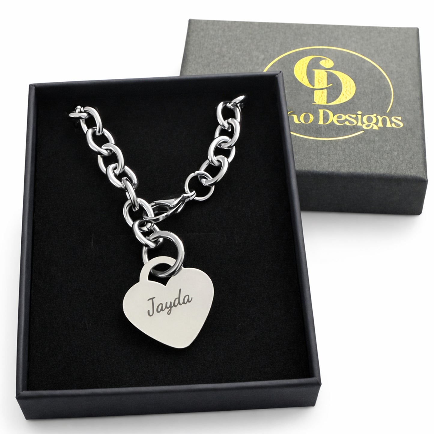 Personalized Stainless Steel Heart Necklace - 16, 18, and 20 inch lengths available
