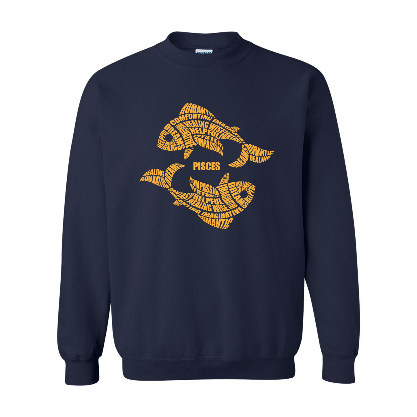 Zodiac Characteristics Crewneck Sweatshirt (White and Navy) Sizes S-5X