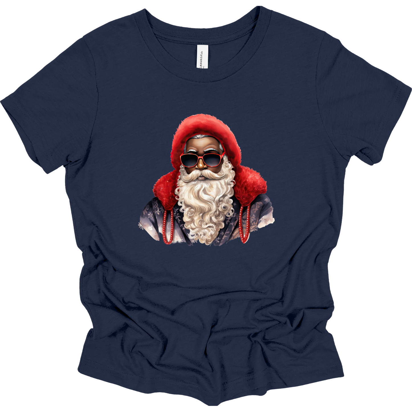 Youth Red Hat Sunglasses Black Santa T-Shirt