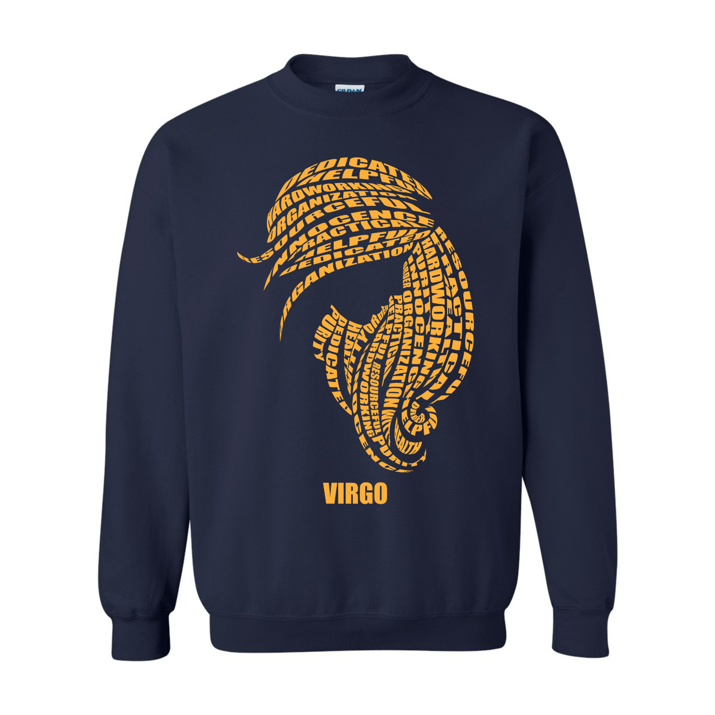 Zodiac Characteristics Crewneck Sweatshirt (White and Navy) Sizes S-5X