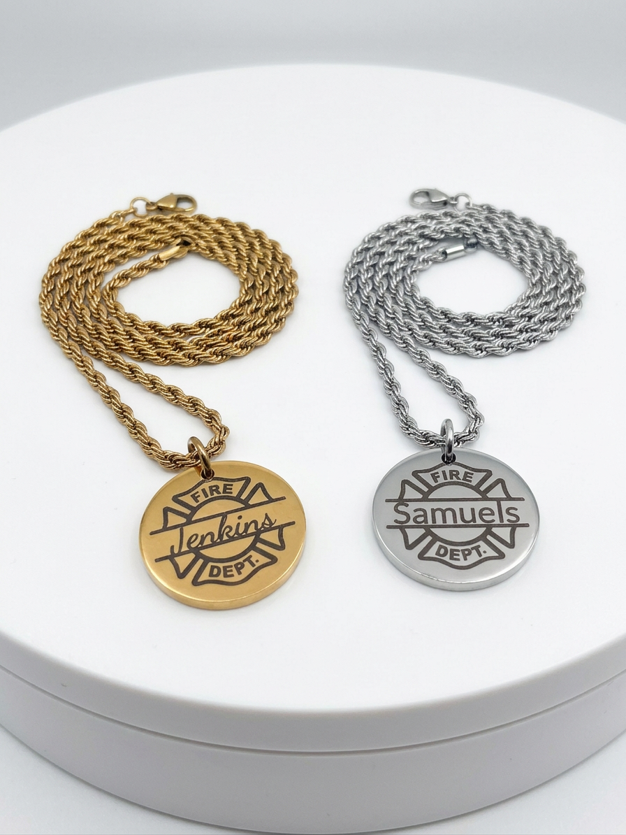 Personalized Firefighter Name Necklace and Pendant