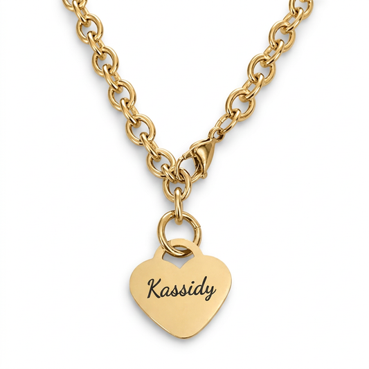 Personalized 18K Gold PVD Stainless Steel Heart Necklace