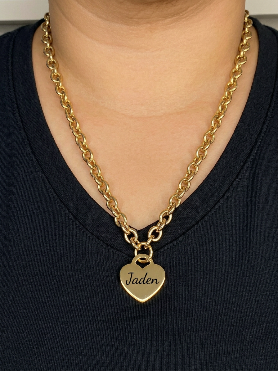 Personalized 18K Gold PVD Stainless Steel Heart Necklace