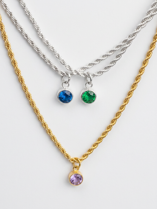Dainty 18K PVD Gold Plated Stainless Steel Birthstone Necklace