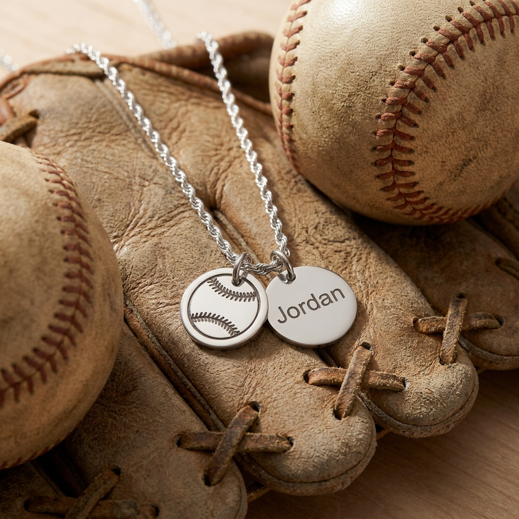 Personalized Softball Necklace | Stainless Steel & 18K Gold PVD