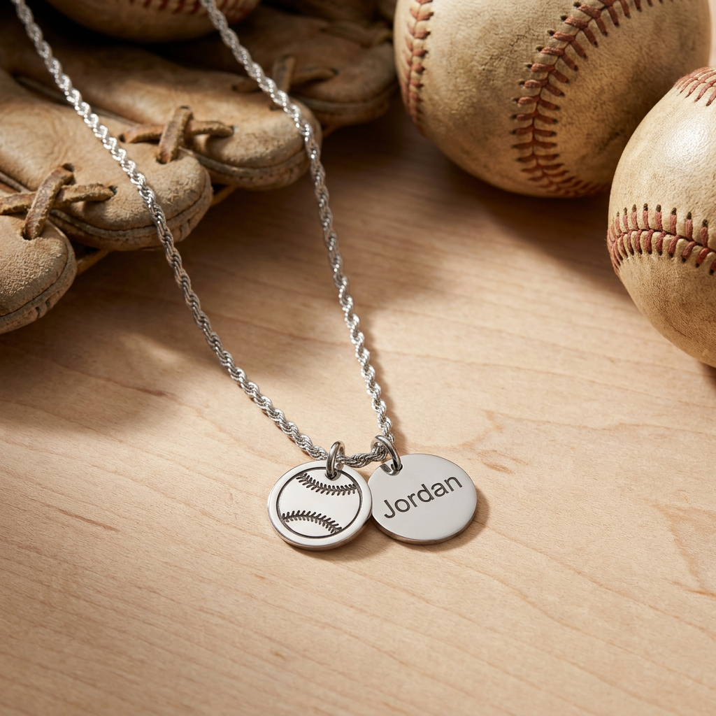 Personalized Softball Necklace | Stainless Steel & 18K Gold PVD