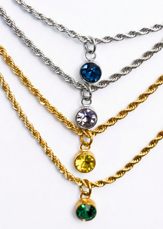 Dainty 18K PVD Gold Plated Stainless Steel Birthstone Necklace