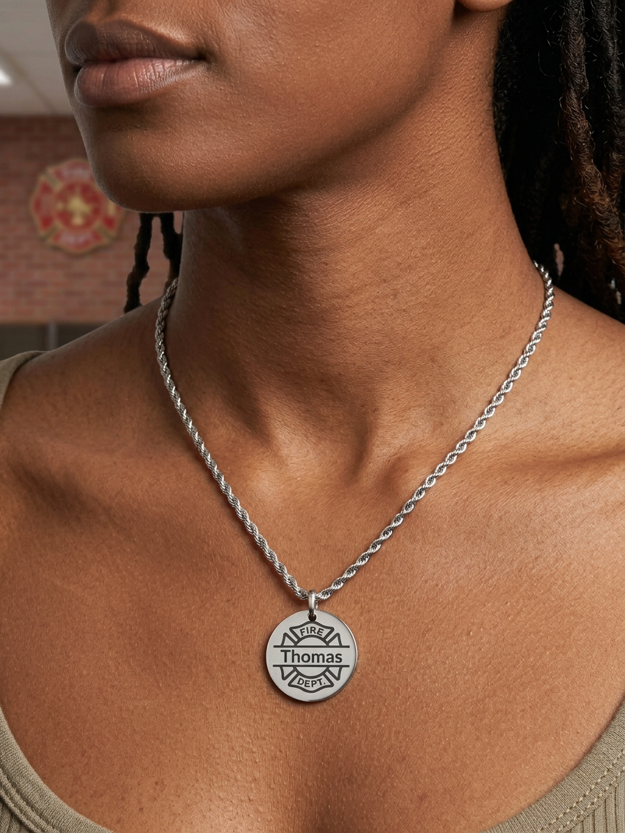 Personalized Firefighter Name Necklace and Pendant