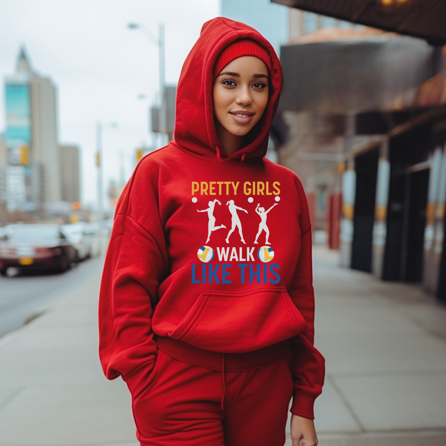 Pretty Girls Walk Like This Volleyball Hoodie (Sizes S - 5X)