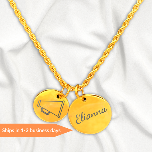 Cheer - Personalized Gold Two Charm Cheer Necklace