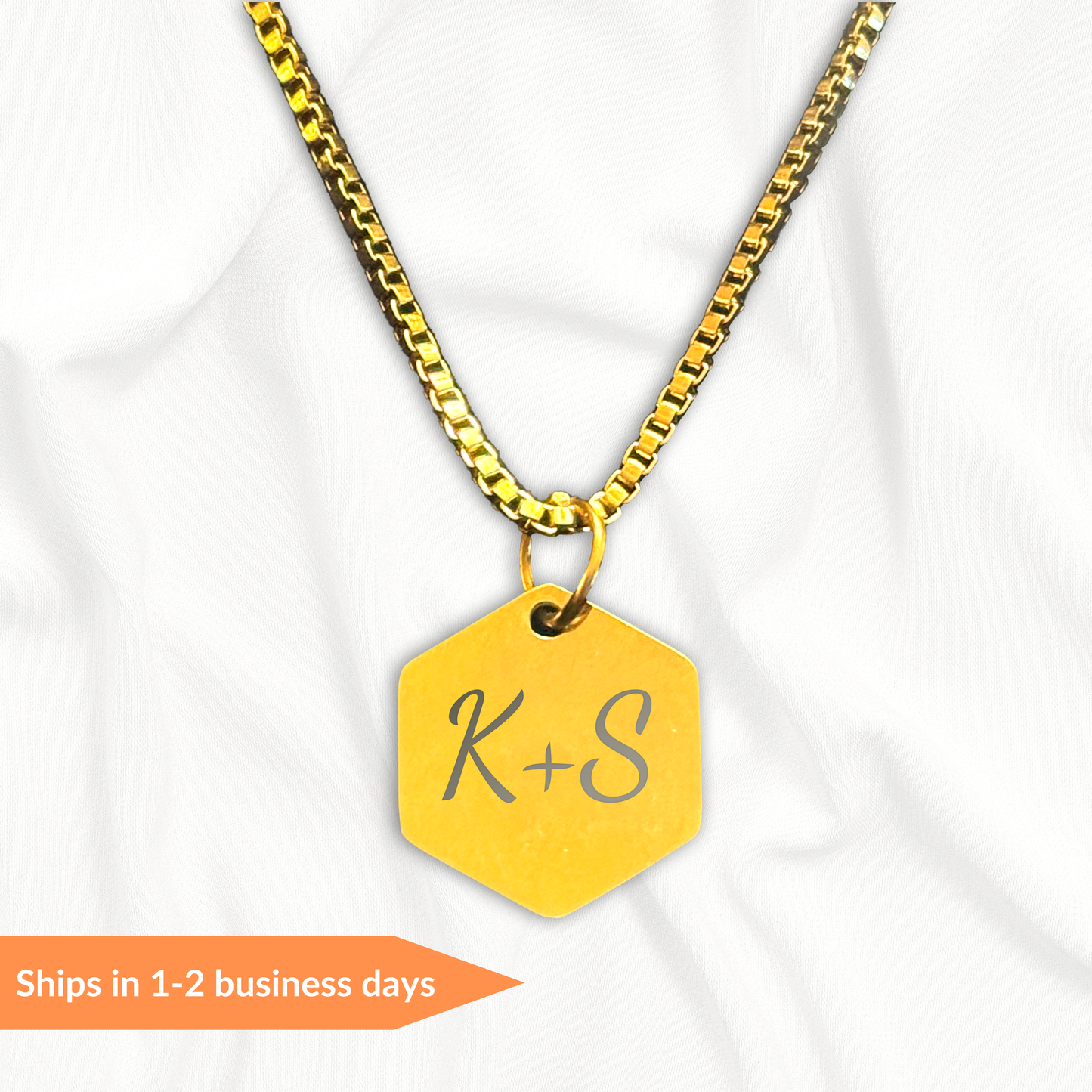 Personalized Gold Couple's Box Chain Necklace