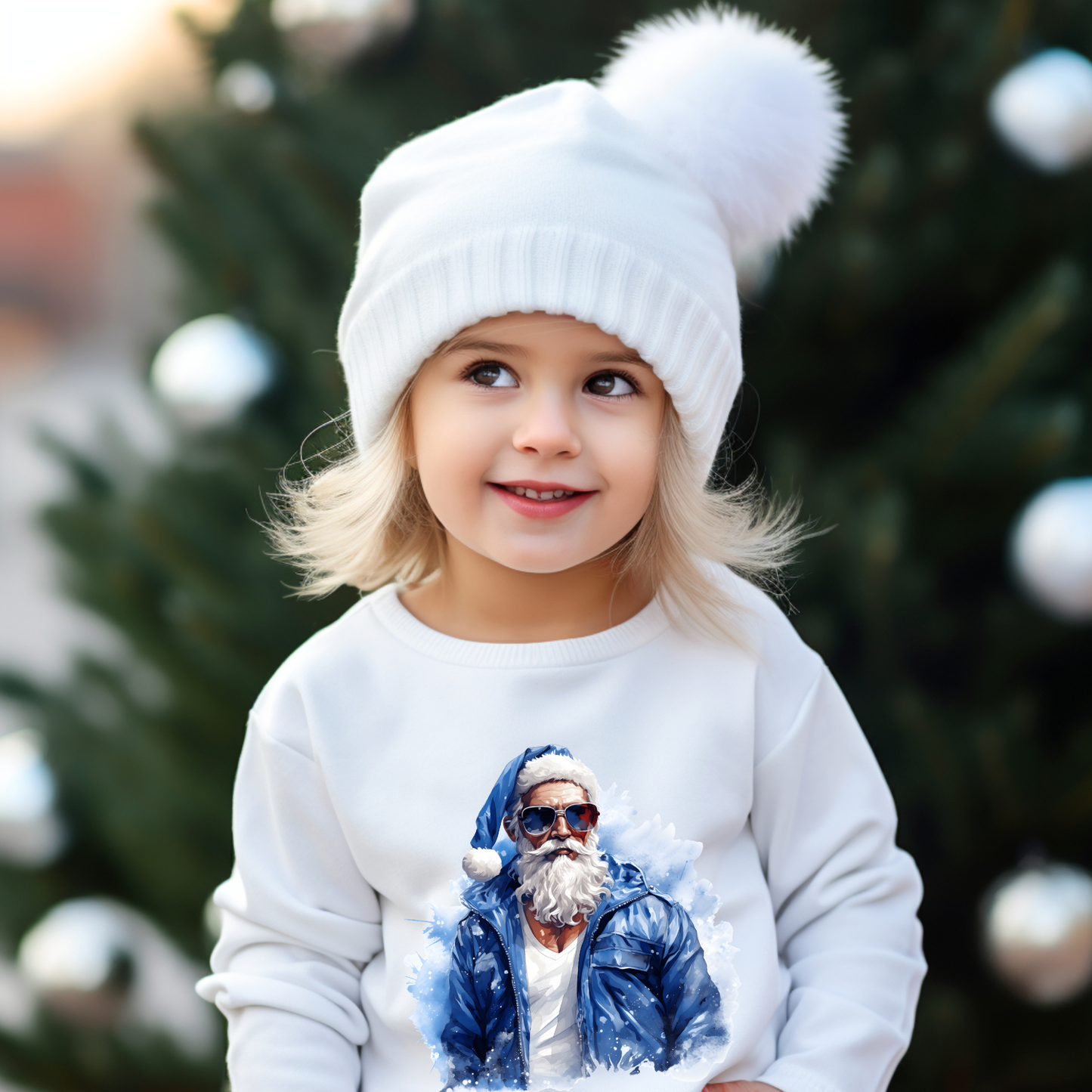 Youth Cool Blue Santa Crewneck Sweatshirt