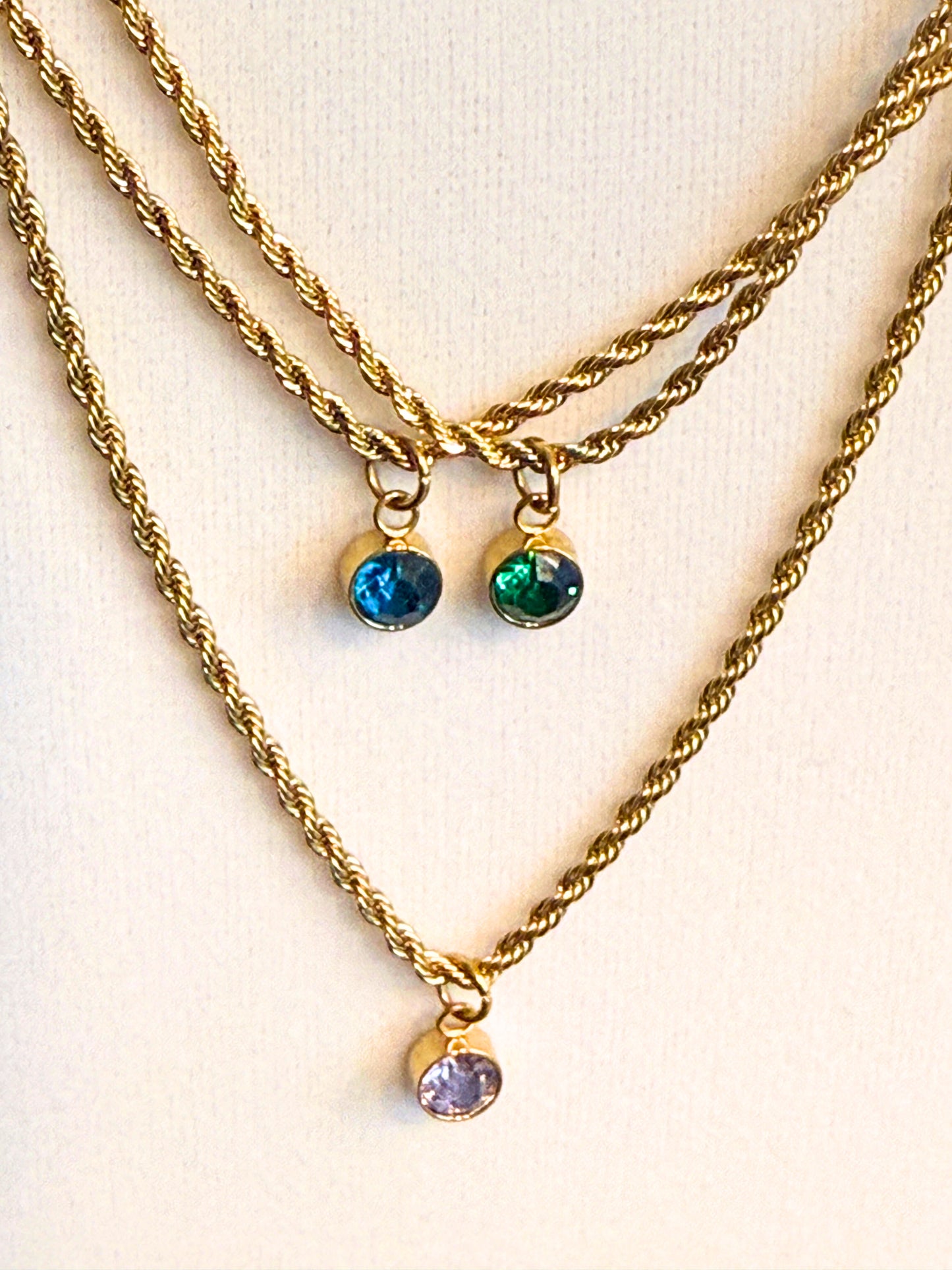 Dainty 18K PVD Gold Plated Stainless Steel Birthstone Necklace