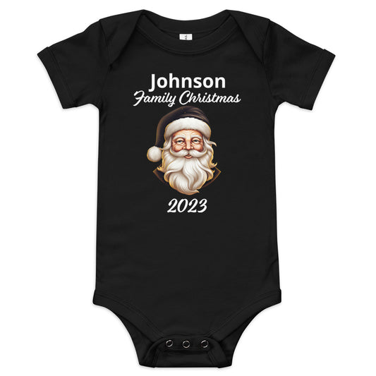 Personalized Santa Family Christmas Baby Short Sleeve One Piece