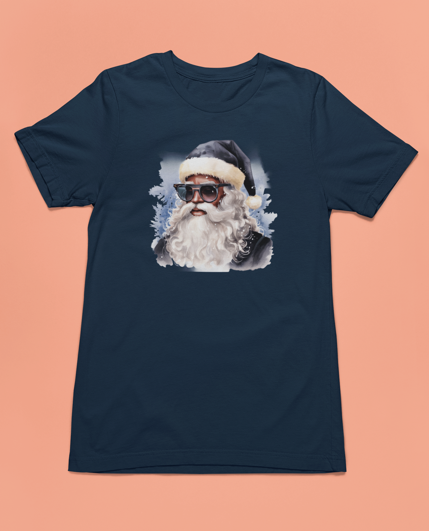 Blue Hat Sunglasses Black Santa Unisex T-Shirt