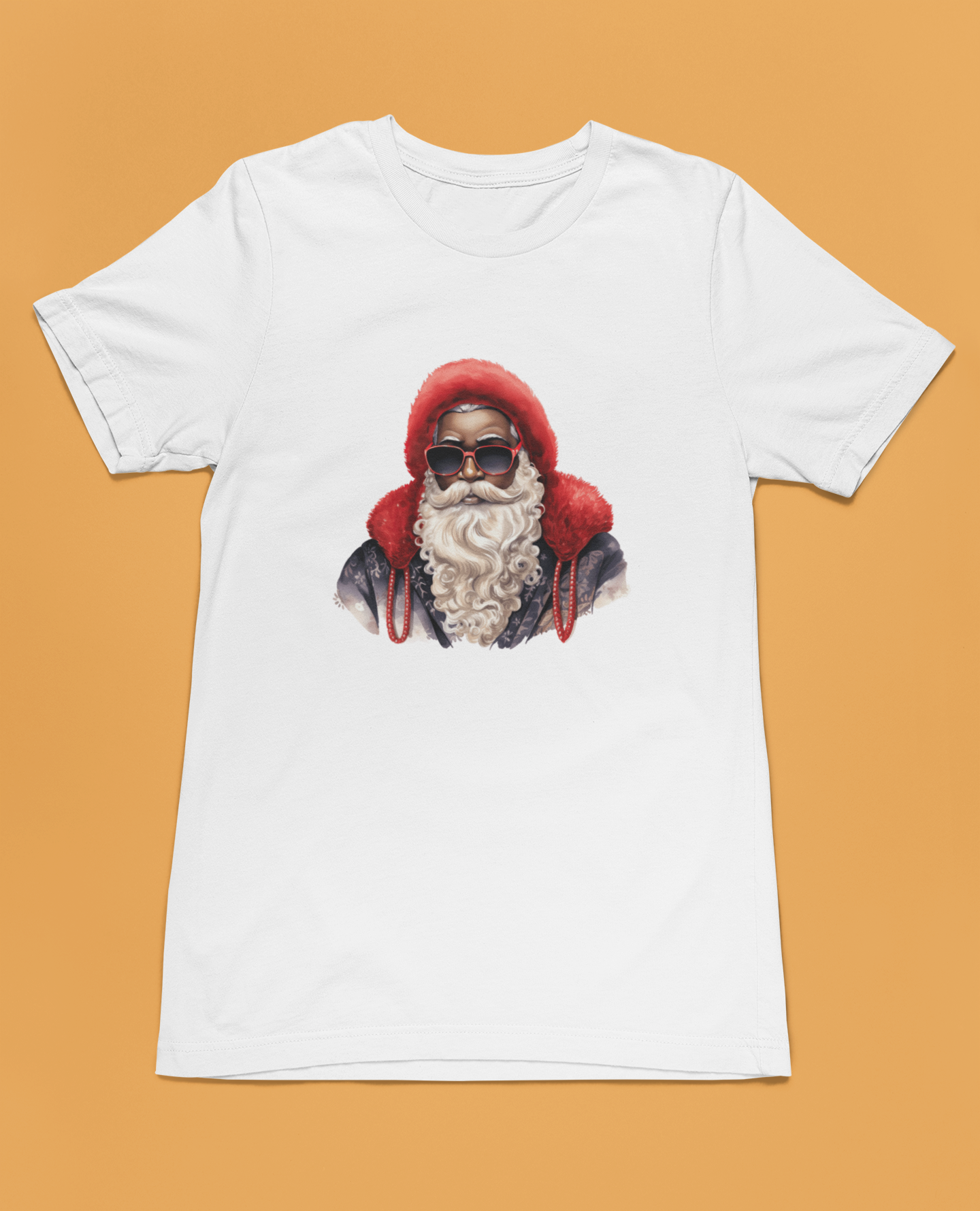 Red Hat Sunglasses Black Santa T-Shirt Adult
