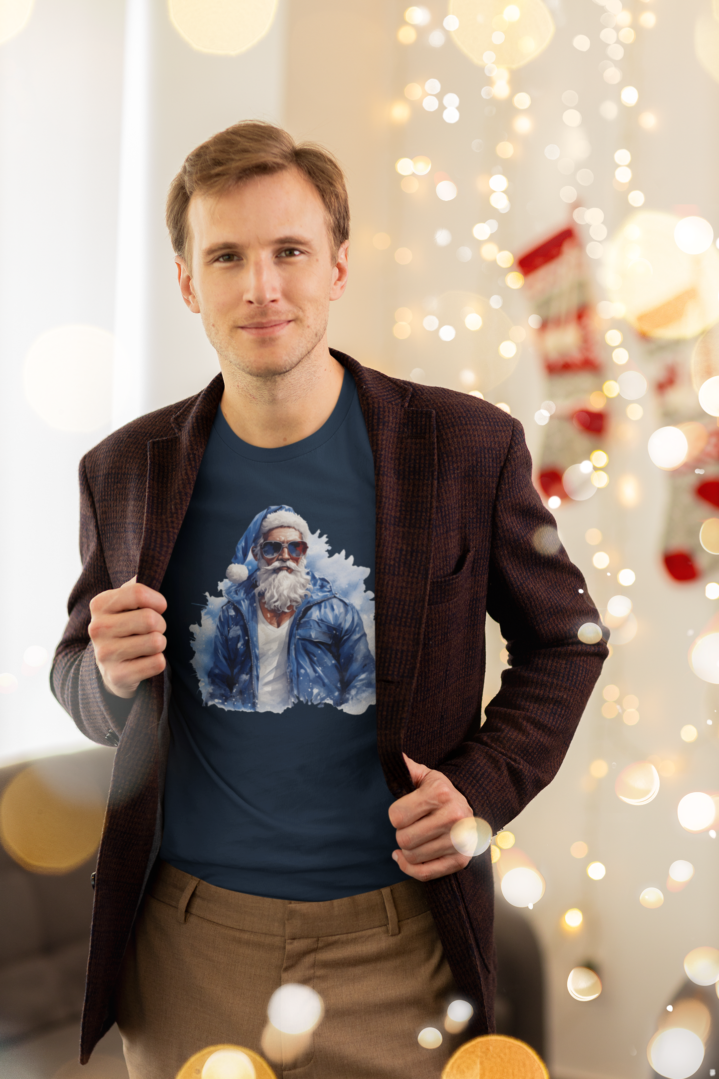 Adult Cool Blue Santa T-Shirt
