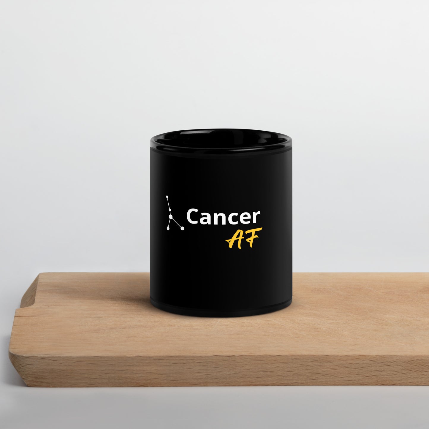 Cancer AF Black Glossy Mug