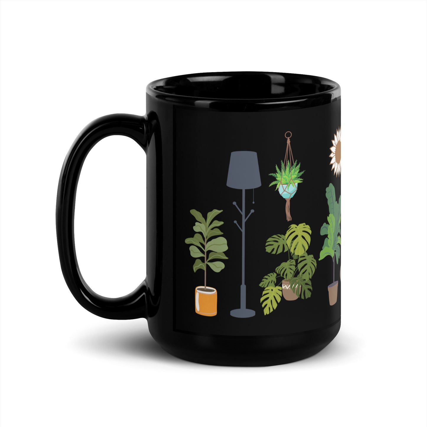 Peaceful Journey Plant Lover Black Glossy Mug