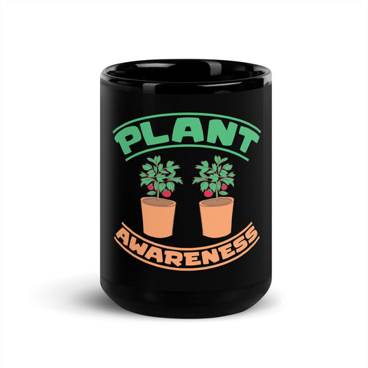 Plant Awareness Black Glossy Mug