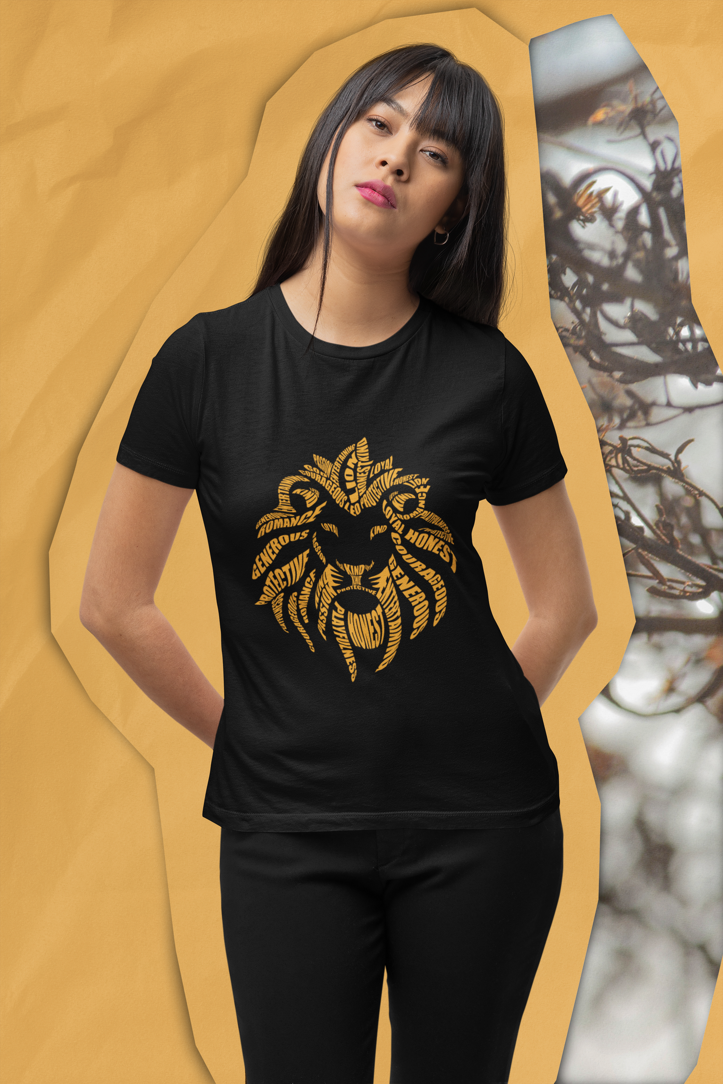 Leo Lion Characteristics in Gold Unisex t-shirt