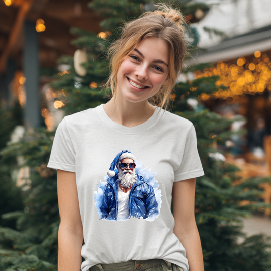 Adult Cool Blue Santa T-Shirt