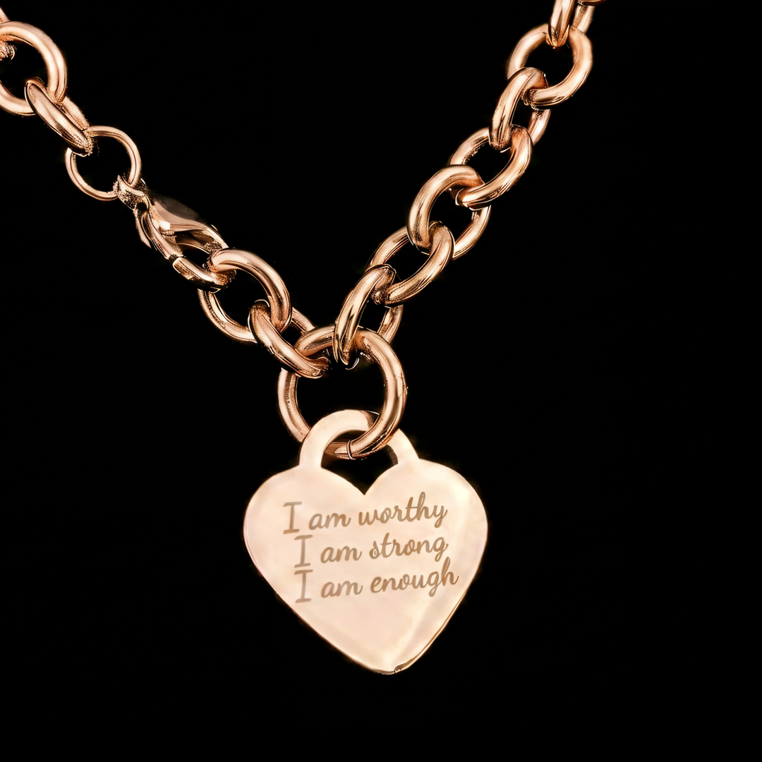 Personalized 18K Rose Gold PVD Stainless Steel Heart Bracelet