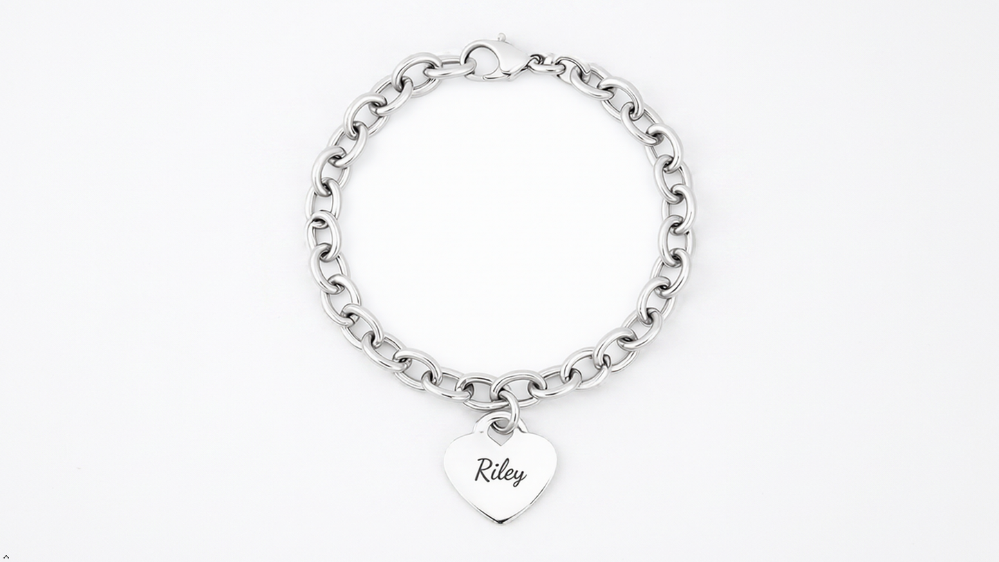 Personalized Stainless Steel Heart Anklet