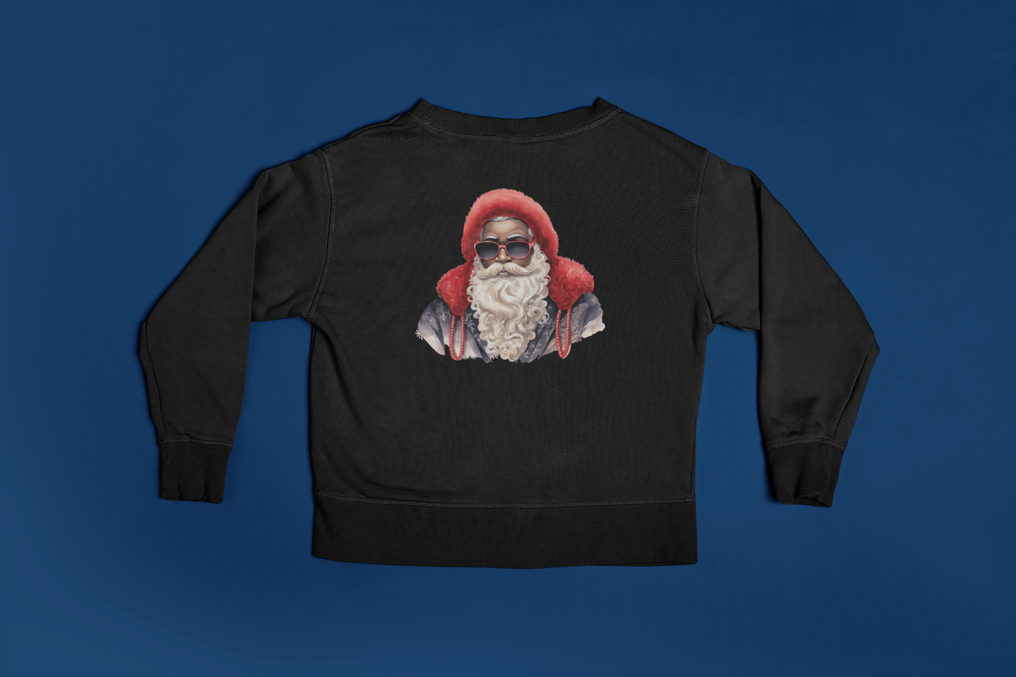 Youth Red Hat Sunglasses Black Santa Crewneck Sweatshirt