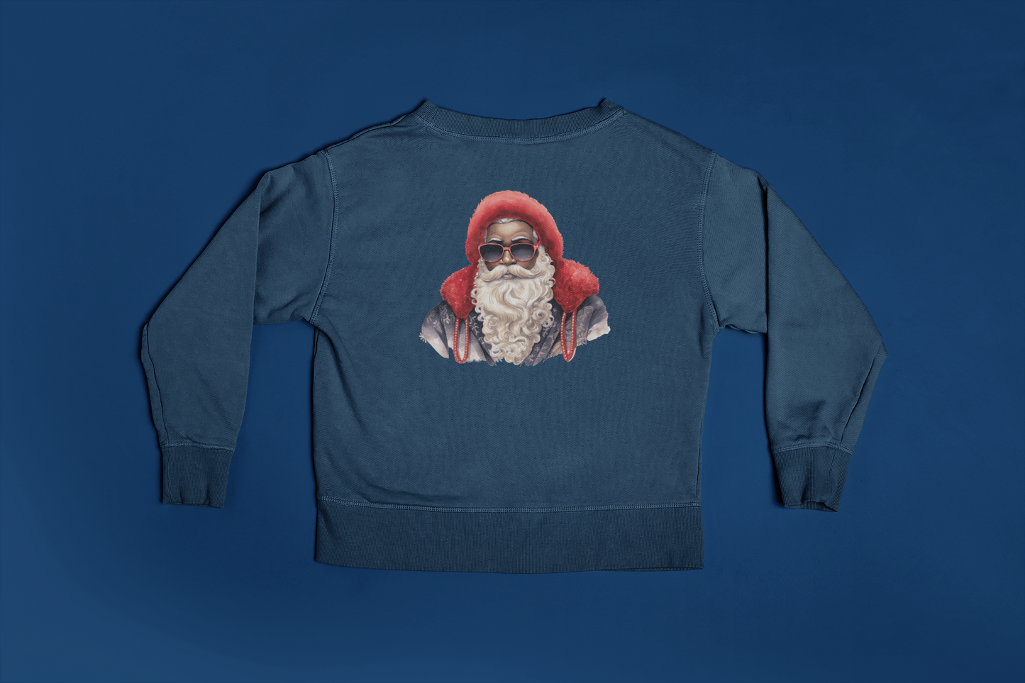 Youth Red Hat Sunglasses Black Santa Crewneck Sweatshirt