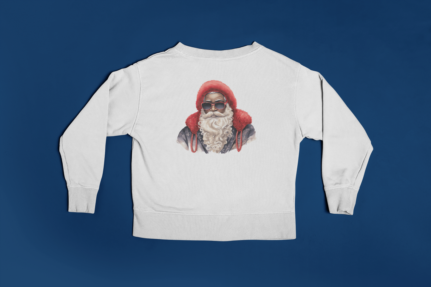 Youth Red Hat Sunglasses Black Santa Crewneck Sweatshirt