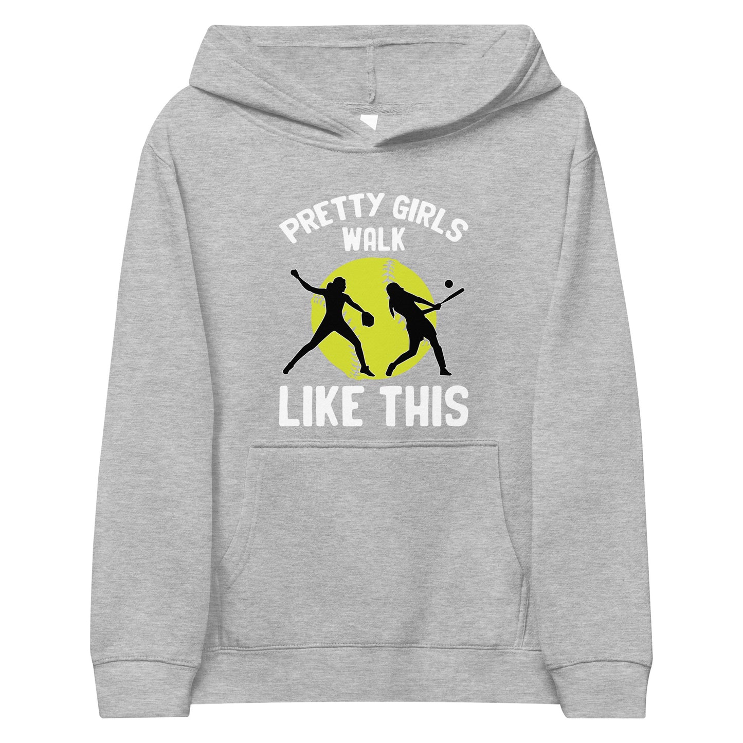 Pretty Girls Walk... Softball Youth Fleece Hoodie