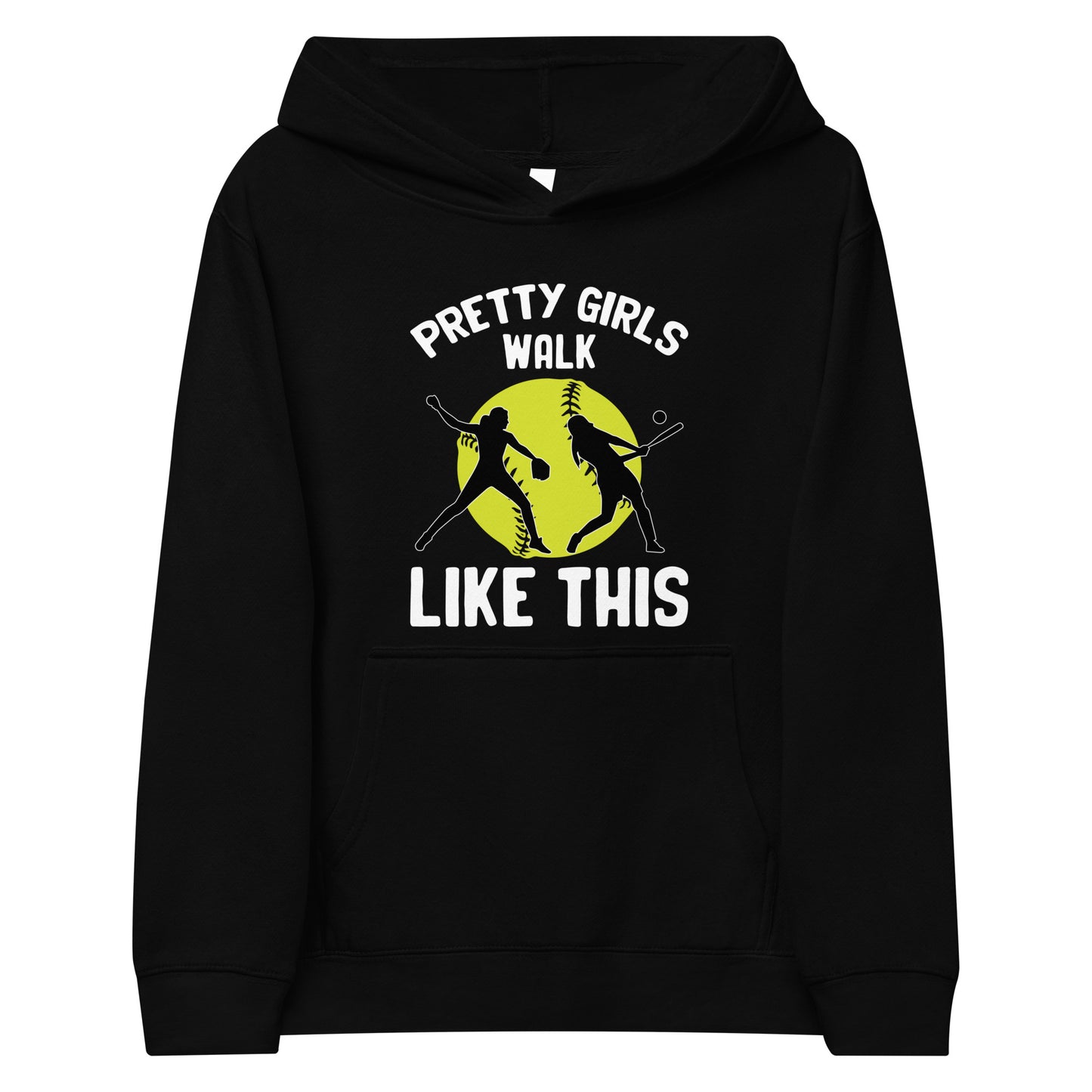 Pretty Girls Walk... Softball Youth Fleece Hoodie